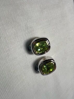 John Medeiros Peridot Cushion-Cut Silver Clip Earrings